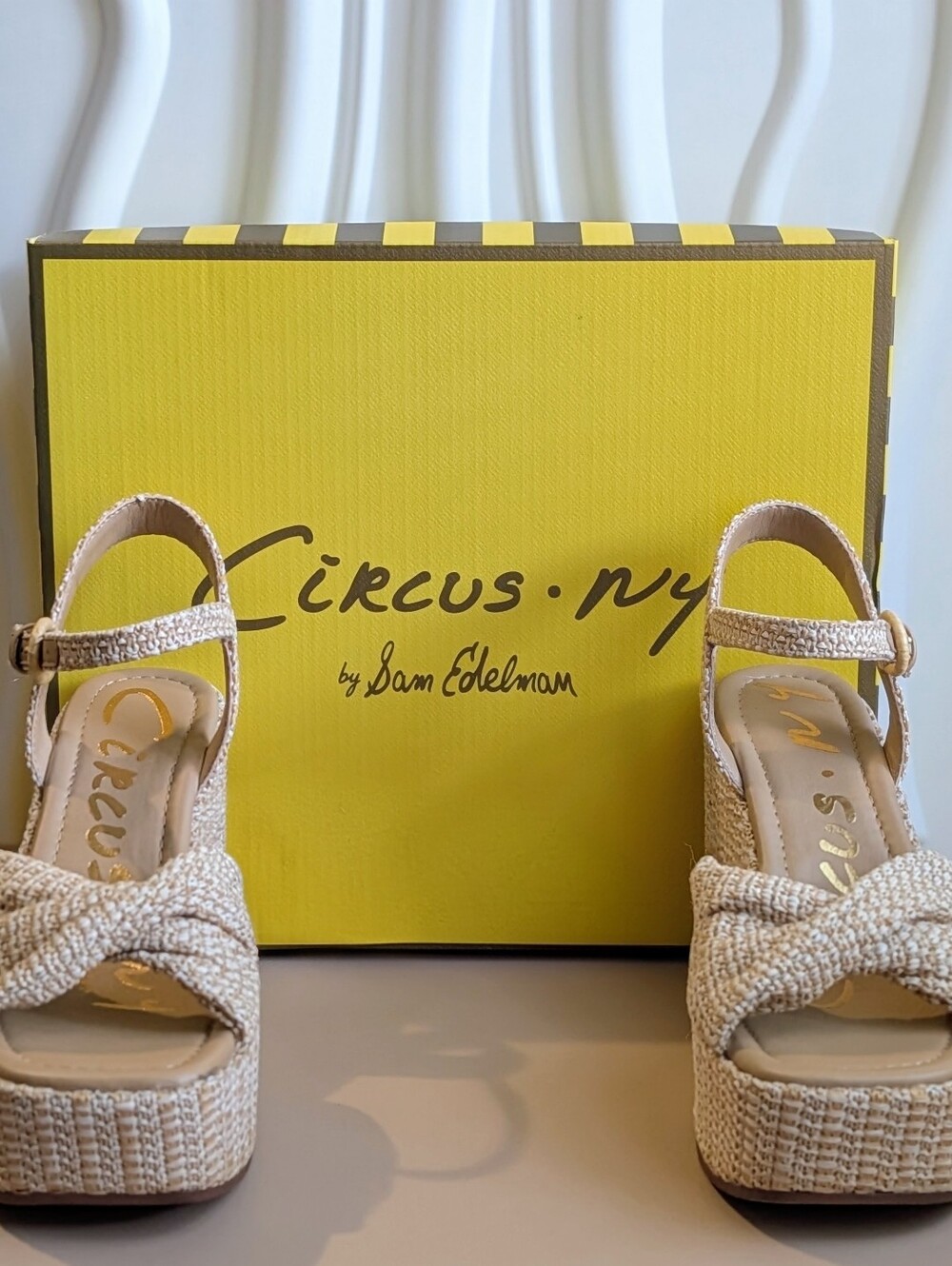 NIB Circus NY Joanne Natural Woven Platform Wedge Sandals Size 7 - Picture 2 of 15